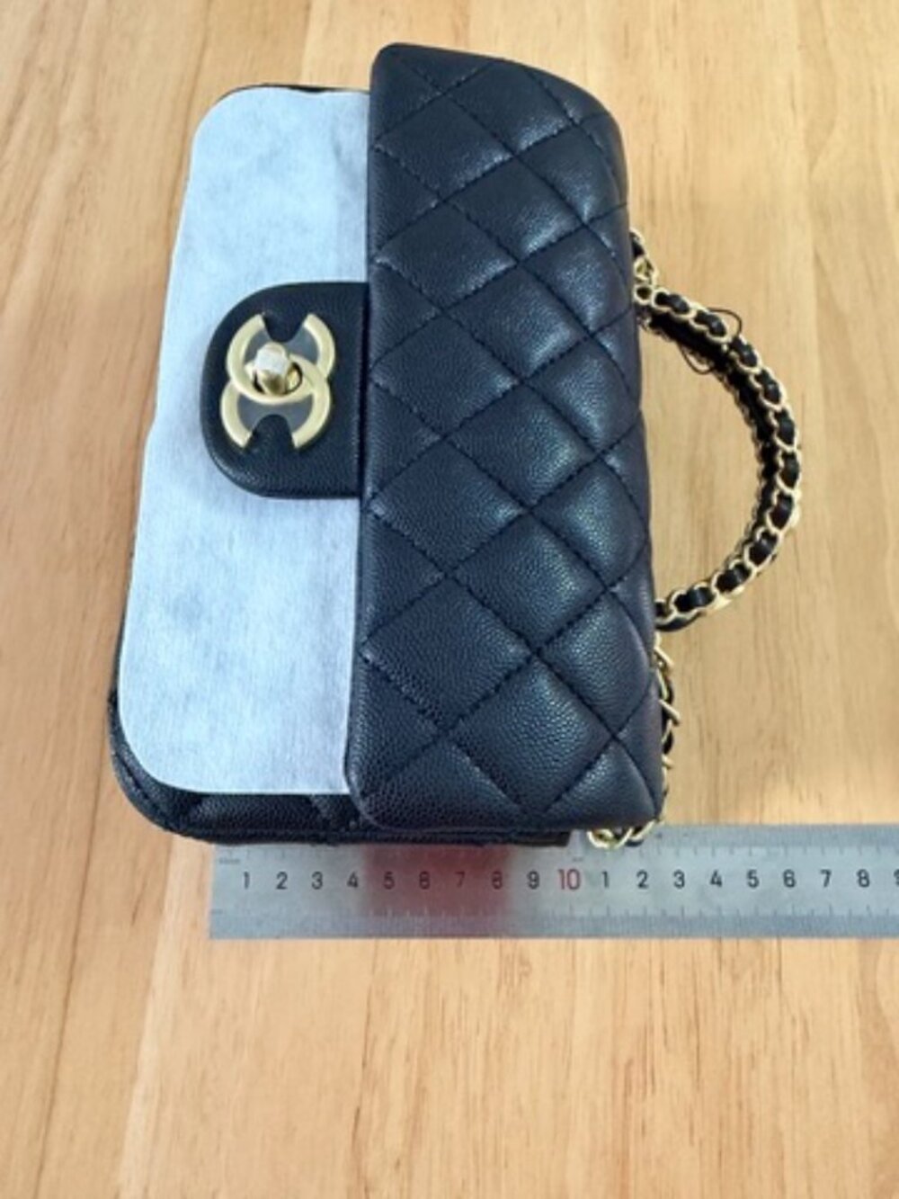 Luxury 25B Mini CF Flap Bag Black Caviar Leather with Gold-Tone Hardware - Picture 3 of 10